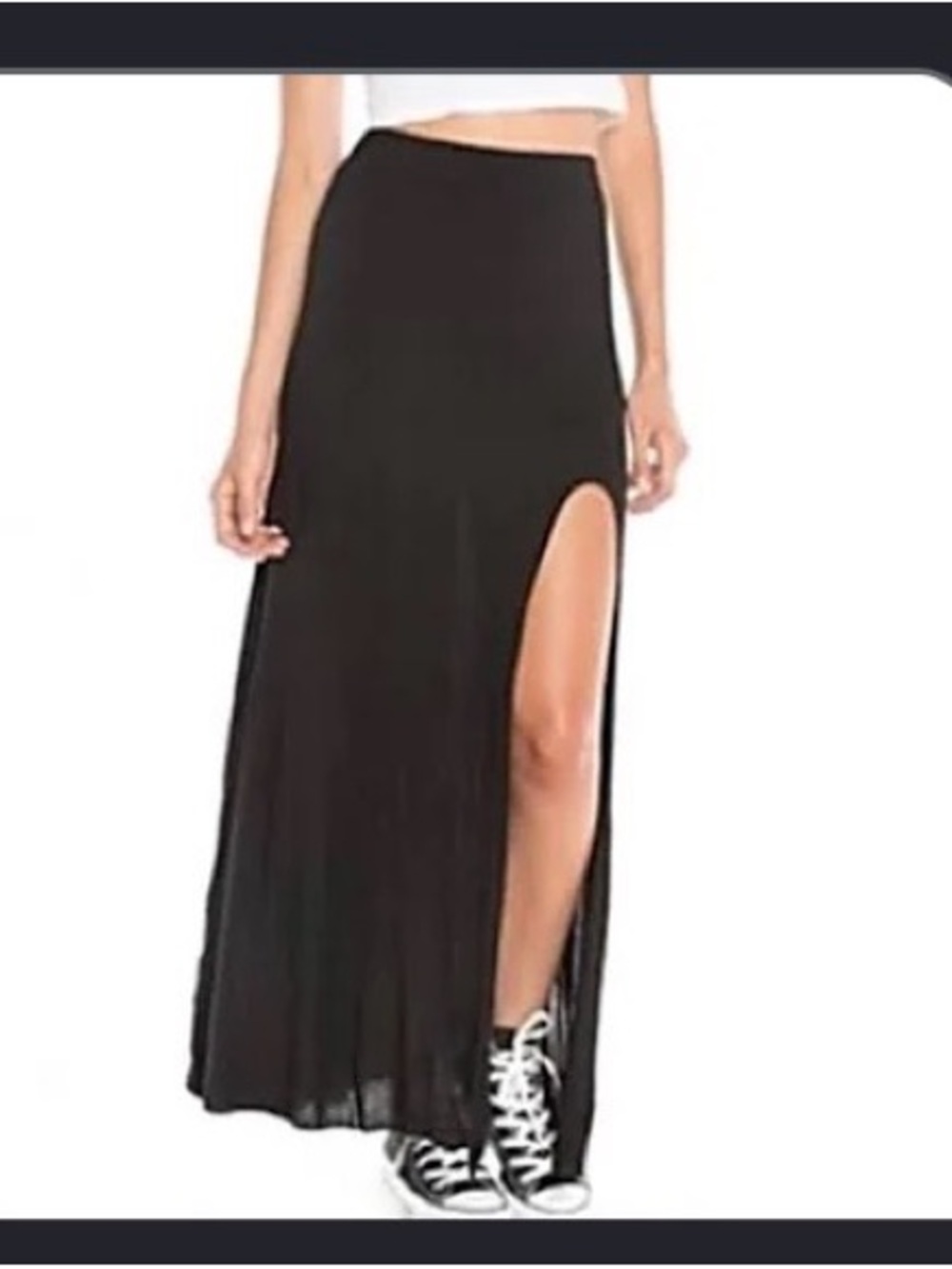 Brandy Melville Black Maxi Skirt with Side Slit